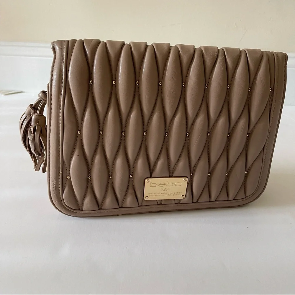 bebe Quilted Puff Faux Leather Crossbody Purse
